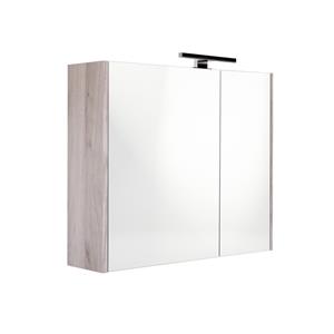 Best design Happy Grey spiegelkast met verlichting 60x60 grijs eiken