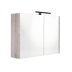 Best design Happy Grey spiegelkast met verlichting 100x60 grijs eiken