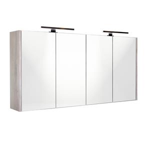 Best design Happy Grey spiegelkast met verlichting 120x60 grijs eiken