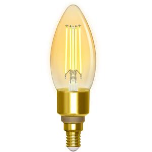 BES LED LED Lamp - Filament - Smart LED - Aigi Delano - Bulb C35 - 4.5W - E14 Fitting - Slimme LED - Wifi LED + Bluetooth - Aanpasbare Kleur - Amber - Glas