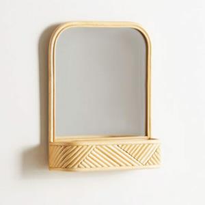 Groenovatie Bamboe Spiegel / Wandrek, Naturel, Handgemaakt, 37x48x13 cm