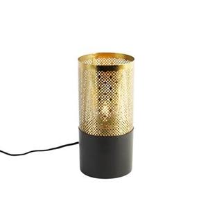 QAZQA Industrielle Tischlampe schwarz mit Gold - Raspi