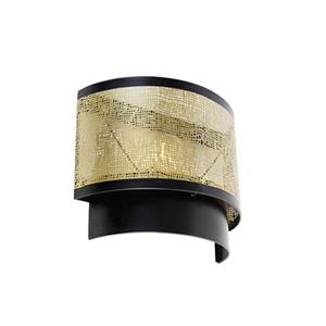 QAZQA Vintage Wandlampe schwarz mit Messing 30x25 cm - Kayleigh