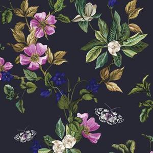 Joules Vliestapete "Wakerly Woodland Floral French Navy", floral, floral