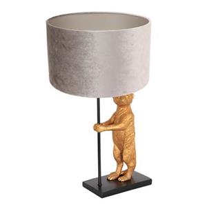 Anne light & Home LED Tischleuchte, Tischleuchte Beistellleuchte Schirmlampe Erdmännchen gold Textil grau schwarz