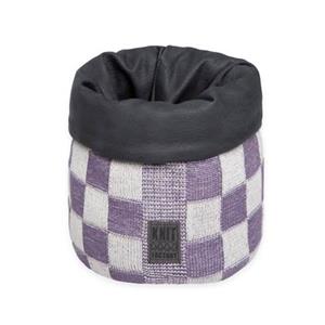 Knit Factory Gebreide Mand - Opbergmand Block - Ecru/Violet - 25 cm