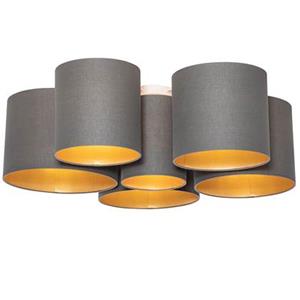 QAZQA Plafondlamp taupe met gouden binnenkant 6-lichts - Multidrum