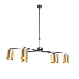 QAZQA Moderne hanglamp zwart met goud verstelbaar 6-lichts - Lofty