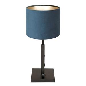 Steinhauer LIGHTING Tischleuchte, Nachttischleuchte Tischlampe Schlafzimmerleuchte schwarz-matt Textil blau E27