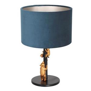 Anne light & Home LED Tischleuchte, Tischleuchte Schlafzimmerlampe Schreibtischleuchte Nachttischleuchte Velour Blau