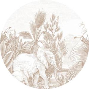 Esta Home ESTAhome zelfklevende behangcirkel jungle-motief beige - 159088 - Ø 14