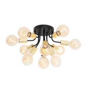 QAZQA Moderne Deckenlampe schwarz mit goldenen 10-Lichtern - Juul