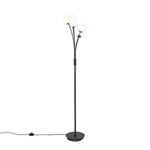 QAZQA Moderne Stehlampe schwarz mit Opalglas 5-flammig - Athens