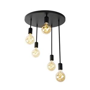 QAZQA Moderne plafondlamp zwart 5-lichts - Facil