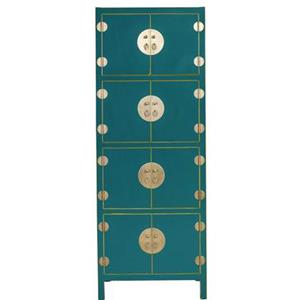Fine Asianliving Chinese Kast Teal Blauw B67xD45xH180cm - Orientique