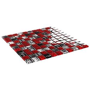 Mosaikfliesen 11 Stk. Schwarz Rot 30x30 cm Glas Mehrfarbig - Vidaxl