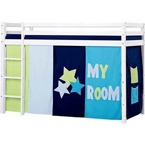 Hoppekids Hoogslaper My Room 90x200 met matras & gordijn, om te bouwen