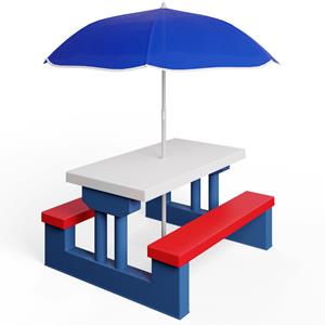 Spielwerk Picknicktafel voor Kinderen Kleurrijk met Parasol Kunststof
