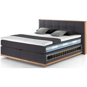 Places of Style Boxspring Vinton van massief eiken, met ledverlichting, verschillende hardheden (ook h4) (5 stuks)