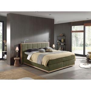 Places of Style Boxspring Vinton van massief eiken, met ledverlichting, verschillende hardheden (ook h4) (5 stuks)