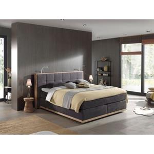 Places of Style Boxspring Vinton van massief eiken, met ledverlichting, verschillende hardheden (ook h4) (5 stuks)