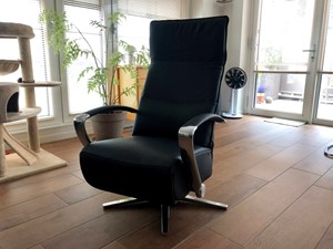 ShopX Leren relaxfauteuil matrix 81 zwart, zwart leer, zwarte stoel