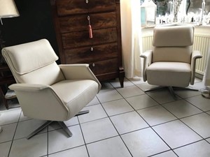 ShopX Leren relaxfauteuil mojo, wit leer, witte stoel