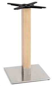 SCAB Tiffany Tafelonderstel Natural Beuken - Hoogte 73 Cm - Vierkante Voetplaat - Gepolijst RVS