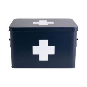 Present time Medicine storage box large metal matt dark blue