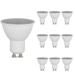 V-TAC Set van 10 GU10 LED lampen - 4.5 Watt - 400 Lumen - 6500K Daglicht wit - Vervangt 35 Watt Halogeen lamp - 100° stralingshoek - GU10 fitting
