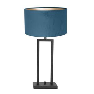 Steinhauer LIGHTING Tischleuchte, Nachttischleuchte Beistellleuchte Leselampe Textil Velour blau schwarz-matt E27