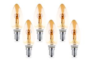Groenovatie E14 LED Filament Kaarslamp Goud 4W Spiral Extra Warm Wit Dimbaar 6-Pack
