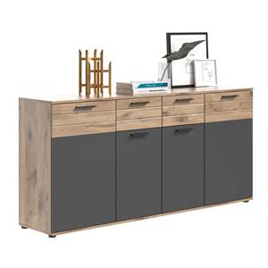 Hioshop Mason dressoir 4 deuren, 1 lade eik decor.