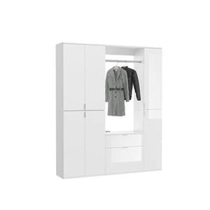 Hioshop ProjektX garderobe opstelling 7 deuren, 1 lade wit.