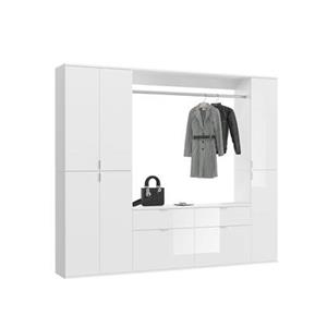 Hioshop ProjektX garderobe opstelling 8 deuren, 2 laden wit.
