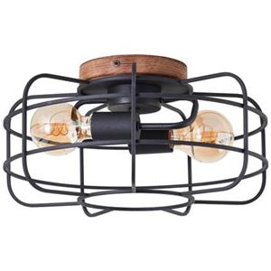 Lampe Gwen Deckenleuchte 40cm antik holz/schwarz korund Metall/Bambus braun 2x A60, E27, 40 w - braun - Brilliant