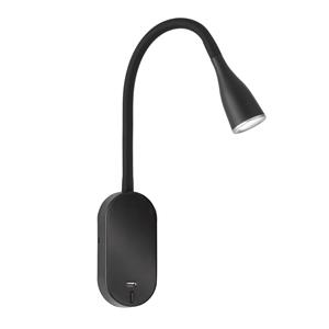 FH Lighting LED-Wandleuchte Nox, schwarz mit USB-Port