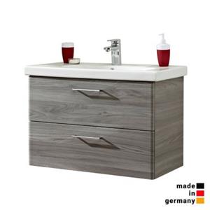 LOMADOX Badezimmer Waschtisch mit Keramik Waschbecken QUIMPER-66 in Sangallo Grau quer Nb., B/H/T: ca. 82/56/45 cm grau