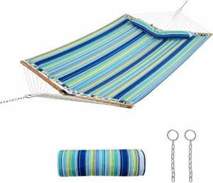 costway Hangmat met Kussen Ademend Ligoppervlak Ca. 190 x 140 cm Belastbaarheid tot 150 kg voor Outdoor Camping Terras Tuin (Blauw)