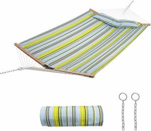 costway Hangmat met Kussen Ademend Ligoppervlak Ca. 190 x 140 cm Belastbaarheid tot 150 kg voor Outdoor Camping Terras Tuin (Lichtblauw)