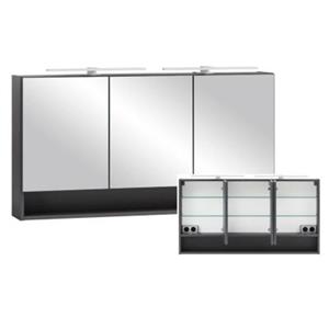 LOMADOX Spiegelschrank Bad 120 cm in graphit KAHLA-03 mit LED Beleuchtung, B/H/T: ca. 120/64/20 cm grau