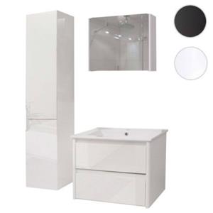 HWC Mendler Badezimmerset mit Waschtisch, Spiegelschrank, Hängeschrank weiß