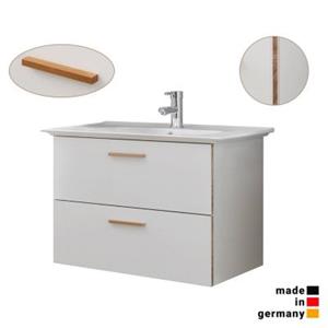 LOMADOX Badezimmer Waschtisch mit Keramik Waschbecken DOVER-66 in Weiß Glanz mit 3D Kanten in Riviera Eiche Nb., B/H/T: ca. 80/53/45 cm weiß