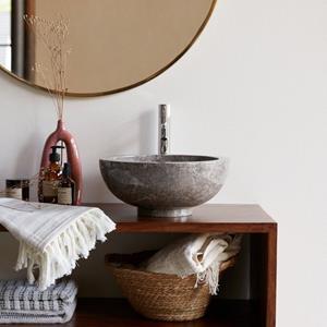 Tikamoon Waschbecken »Waschbecken grau Aufsatzwaschbecken aus Marmor 35«