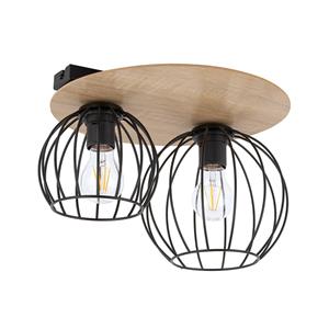Euluna Plafondlamp Malin, houten kap rond, 2-lamps