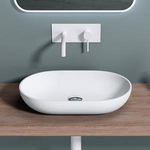 Doporro Aufsatzwaschbecken » Design Waschbecken Bad 54x34x10cm Waschtisch aus hochwertigem Guss-Marmor DIN-Anschlüsse«