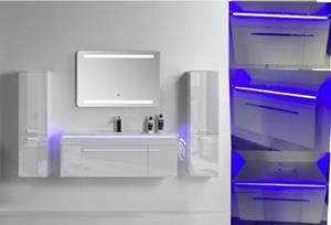 Faizee Möbel Badmöbelset Blau mit LED-Funktion schwarz