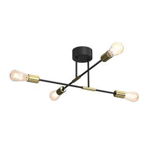 Luminex Plafondlamp Ilia, zwart/goud, 4-lamps