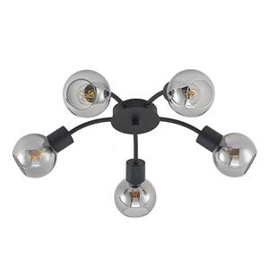 Lindby Eridia plafondlamp, zwart, 5-lamps, rond