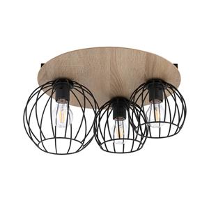 Euluna Plafondlamp Malin, houten kap rond, 3-lamps